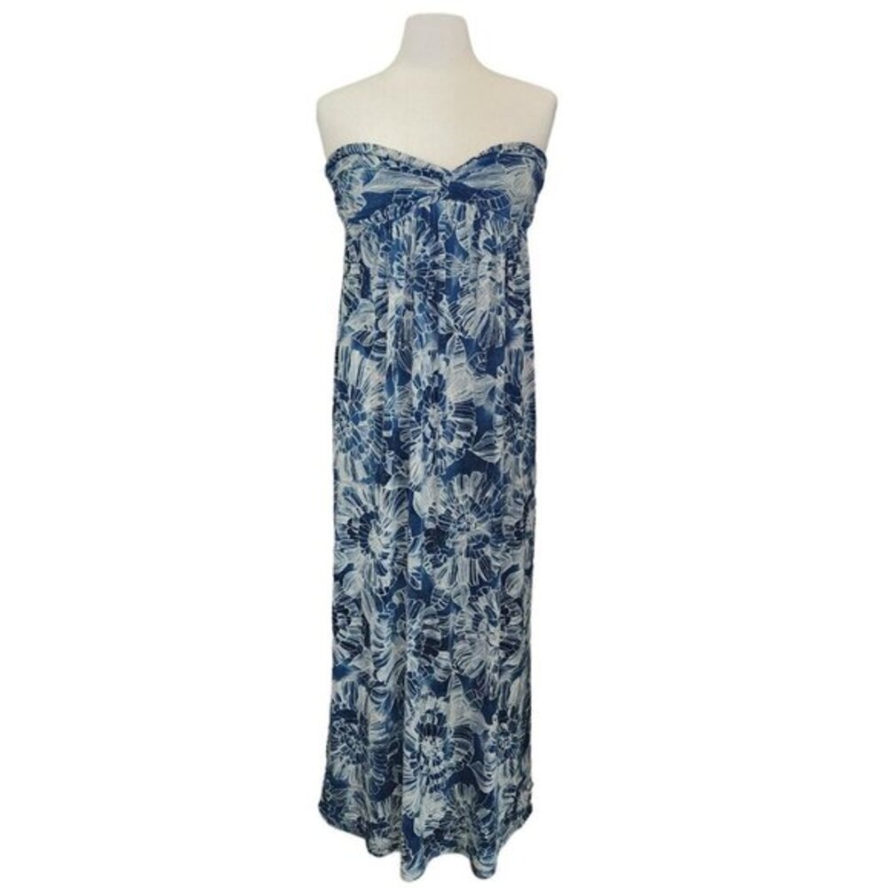 Wet Seal Maxi Dress Junior Womens Size S/M‎ Long Stretch Y2K Blue Floral